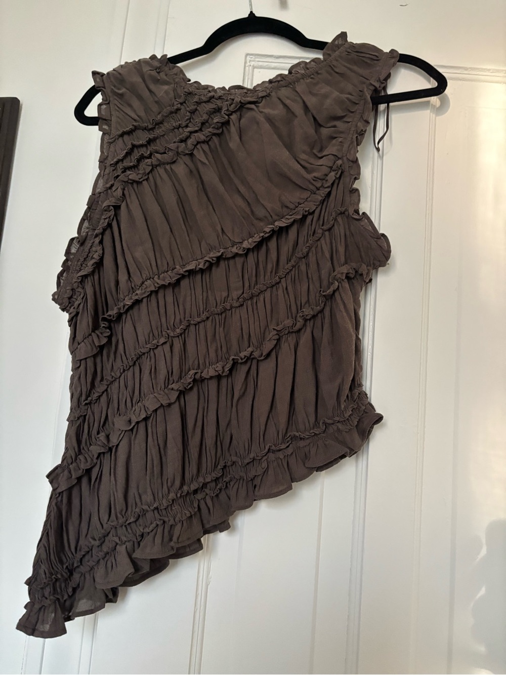 Free People Brown Ruffled Sleeveless Top - Picture 7 of 11